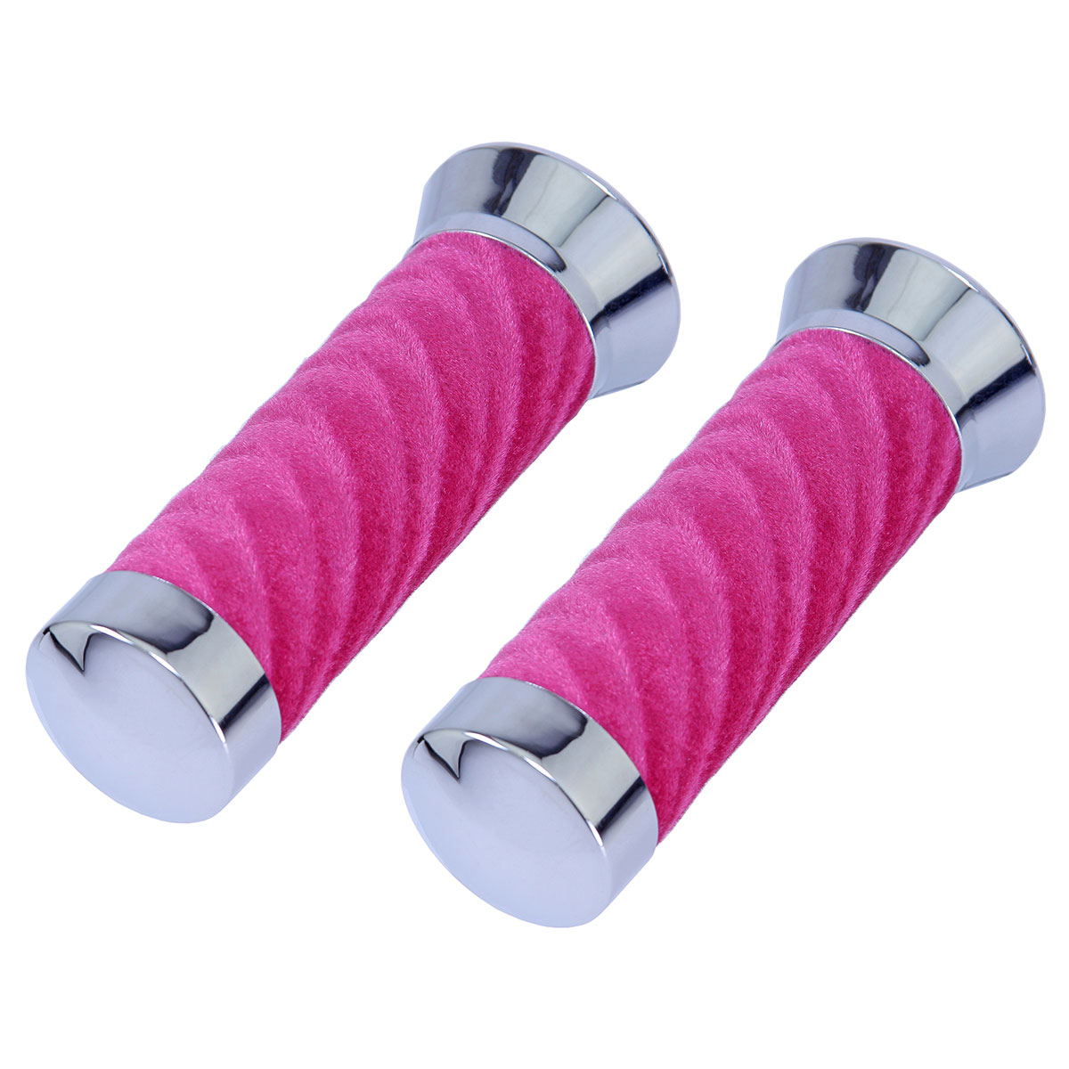 Custom Swirl Velour Grips 7/8 long 130mm Chrome/Pink.